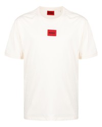 hellbeige T-Shirt mit einem Rundhalsausschnitt von Hugo