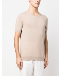 hellbeige T-Shirt mit einem Rundhalsausschnitt von Tagliatore