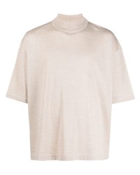 hellbeige T-Shirt mit einem Rundhalsausschnitt von Jil Sander