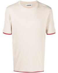 hellbeige T-Shirt mit einem Rundhalsausschnitt von Jil Sander