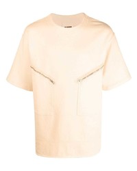 hellbeige T-Shirt mit einem Rundhalsausschnitt von Jil Sander