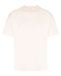 hellbeige T-Shirt mit einem Rundhalsausschnitt von JW Anderson