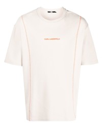 hellbeige T-Shirt mit einem Rundhalsausschnitt von Karl Lagerfeld