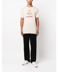 hellbeige T-Shirt mit einem Rundhalsausschnitt von Isabel Marant