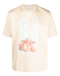 hellbeige T-Shirt mit einem Rundhalsausschnitt von Lanvin