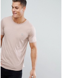 hellbeige T-Shirt mit einem Rundhalsausschnitt von Le Breve