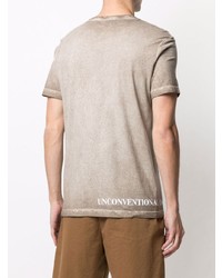 hellbeige T-Shirt mit einem Rundhalsausschnitt von Dondup