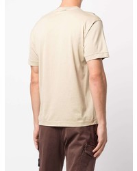 hellbeige T-Shirt mit einem Rundhalsausschnitt von Stone Island