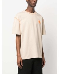 hellbeige T-Shirt mit einem Rundhalsausschnitt von Karl Lagerfeld