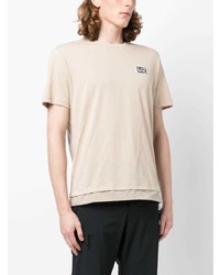 hellbeige T-Shirt mit einem Rundhalsausschnitt von Ea7 Emporio Armani