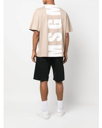 hellbeige T-Shirt mit einem Rundhalsausschnitt von MSGM