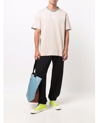 hellbeige T-Shirt mit einem Rundhalsausschnitt von MSGM