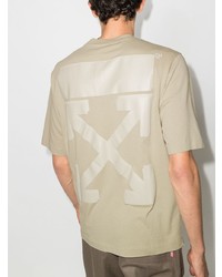 hellbeige T-Shirt mit einem Rundhalsausschnitt von Off-White