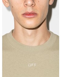 hellbeige T-Shirt mit einem Rundhalsausschnitt von Off-White