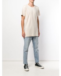 hellbeige T-Shirt mit einem Rundhalsausschnitt von John Elliott