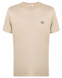 hellbeige T-Shirt mit einem Rundhalsausschnitt von MAISON KITSUNÉ