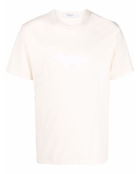 hellbeige T-Shirt mit einem Rundhalsausschnitt von MAISON KITSUNÉ