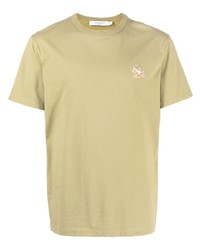 hellbeige T-Shirt mit einem Rundhalsausschnitt von MAISON KITSUNÉ