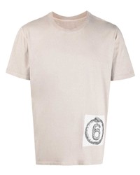 hellbeige T-Shirt mit einem Rundhalsausschnitt von MM6 MAISON MARGIELA