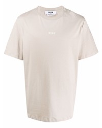 hellbeige T-Shirt mit einem Rundhalsausschnitt von MSGM