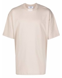 hellbeige T-Shirt mit einem Rundhalsausschnitt von MSGM