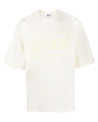 hellbeige T-Shirt mit einem Rundhalsausschnitt von MSGM
