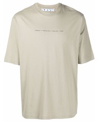 hellbeige T-Shirt mit einem Rundhalsausschnitt von Off-White