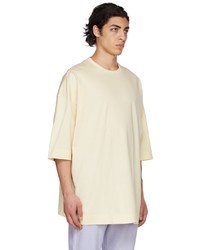 hellbeige T-Shirt mit einem Rundhalsausschnitt von Juun.J