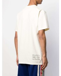 hellbeige T-Shirt mit einem Rundhalsausschnitt von Gucci