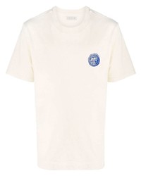 hellbeige T-Shirt mit einem Rundhalsausschnitt von Paura