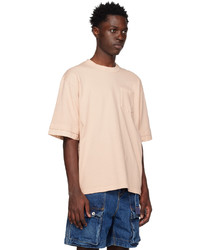 hellbeige T-Shirt mit einem Rundhalsausschnitt von Sacai