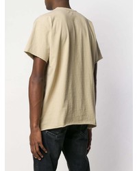 hellbeige T-Shirt mit einem Rundhalsausschnitt von John Elliott