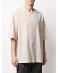 hellbeige T-Shirt mit einem Rundhalsausschnitt von Lemaire