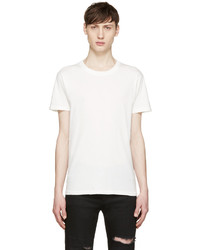 hellbeige T-Shirt mit einem Rundhalsausschnitt von Saint Laurent