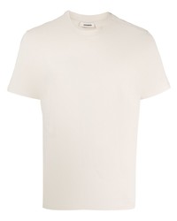 hellbeige T-Shirt mit einem Rundhalsausschnitt von Sandro