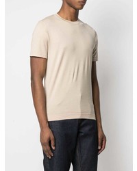hellbeige T-Shirt mit einem Rundhalsausschnitt von Fedeli