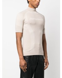 hellbeige T-Shirt mit einem Rundhalsausschnitt von Misbhv