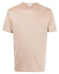 hellbeige T-Shirt mit einem Rundhalsausschnitt von Sunspel