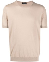 hellbeige T-Shirt mit einem Rundhalsausschnitt von Tagliatore