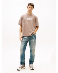 hellbeige T-Shirt mit einem Rundhalsausschnitt von Tommy Jeans