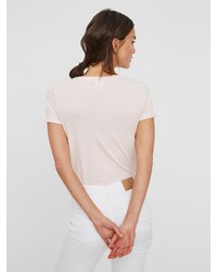 hellbeige T-Shirt mit einem Rundhalsausschnitt von Vero Moda