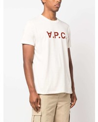 hellbeige T-Shirt mit einem Rundhalsausschnitt von A.P.C.