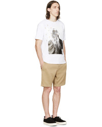 hellbeige T-Shirt mit einem Rundhalsausschnitt von Palm Angels