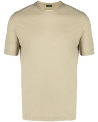 hellbeige T-Shirt mit einem Rundhalsausschnitt von Zanone