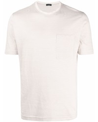 hellbeige T-Shirt mit einem Rundhalsausschnitt von Zanone