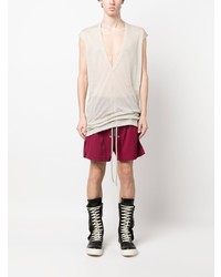 hellbeige T-Shirt mit einem V-Ausschnitt von Rick Owens