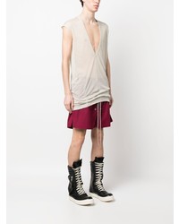 hellbeige T-Shirt mit einem V-Ausschnitt von Rick Owens