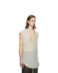 hellbeige T-Shirt mit einem V-Ausschnitt von Rick Owens