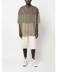 hellbeige T-Shirt mit einem V-Ausschnitt von Rick Owens