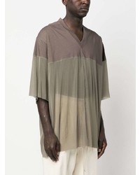 hellbeige T-Shirt mit einem V-Ausschnitt von Rick Owens